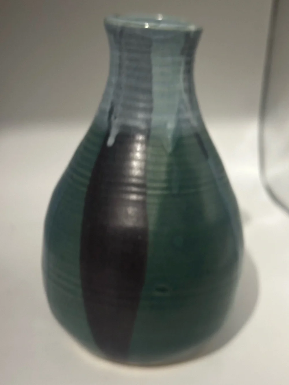 Handcrafted Teal Drip Ceramic Vase - Home Accents